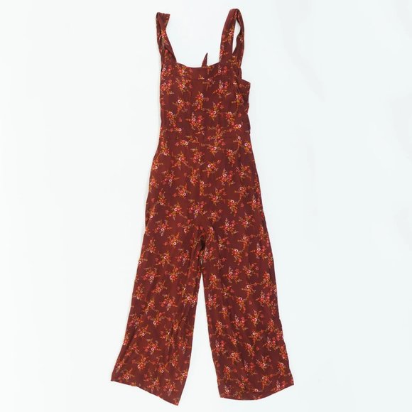 Madewell Pants - MADEWELL Maroon Floral Low Back Sleeveless Jumpsuit Women 00 XS extra small boho
